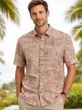 Campia Moda 100% cotton short sleeve Hibiscus Hawaiian shirt Men’s M